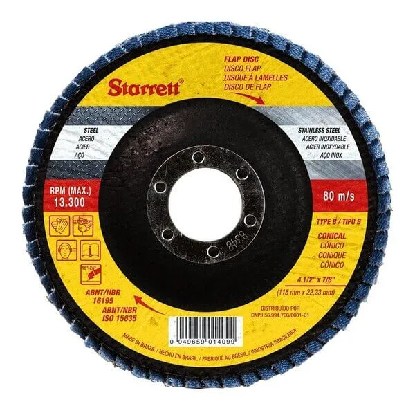 Disco De Desbaste Flap Para Esmerilhadeira Grão 040 Starrett