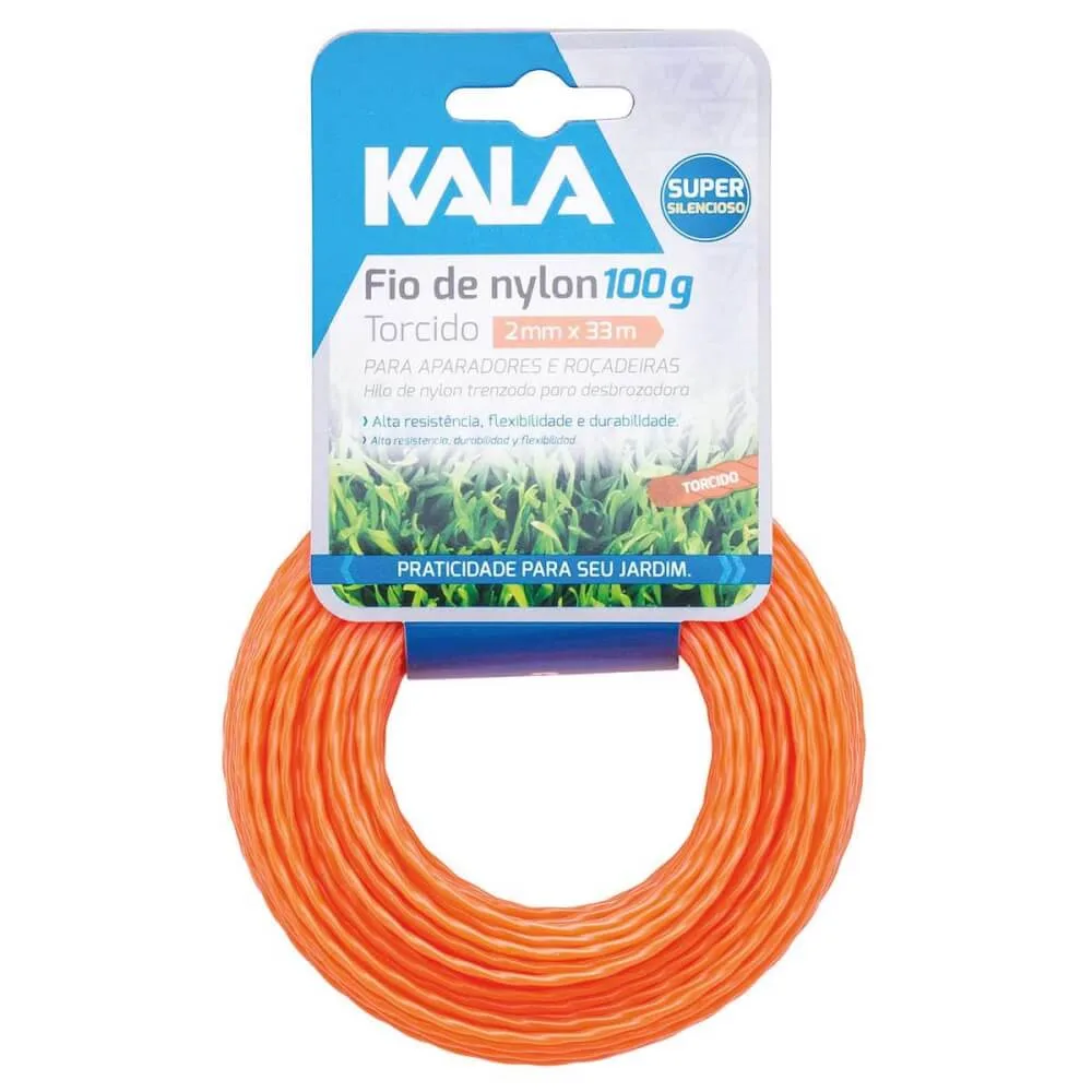 Fio De Nylon Para Aparador Torcido 2,4MM 22M 100G Kala