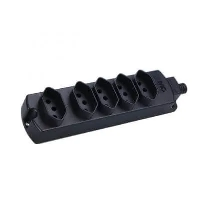 Tomada Régua Barra Multipla Com Cinco Tomadas 2P+T 10A Preto Margirius