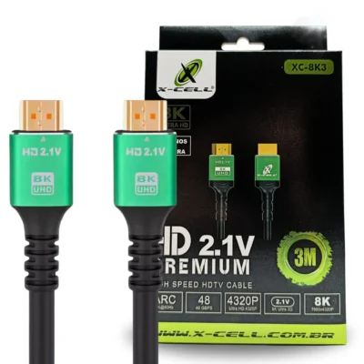 Cabo Hdmi 2.1 8k 3m Flex Premium Preto - X-cell